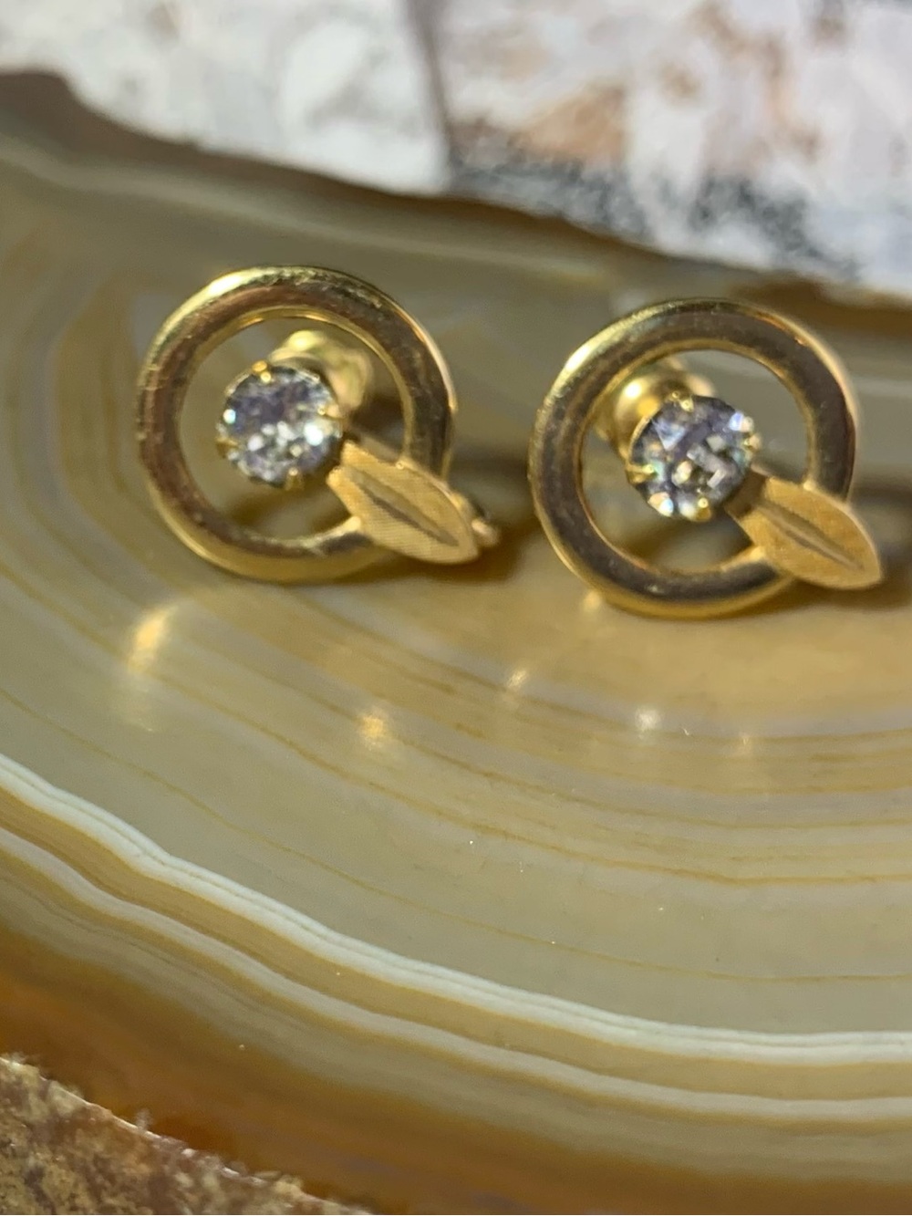 Vintage Van Dell 12 K Gold Filled Screwback Earrings Rhinestones